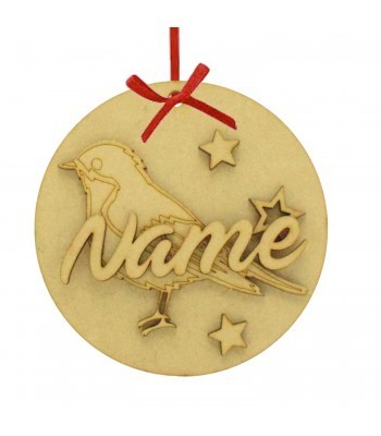 Laser Cut Personalised Christmas 3D Hanging Bauble - Robin Design